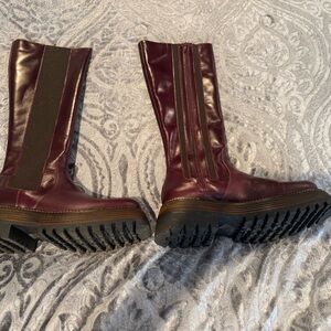 Free People Maroon Leather zip up boots